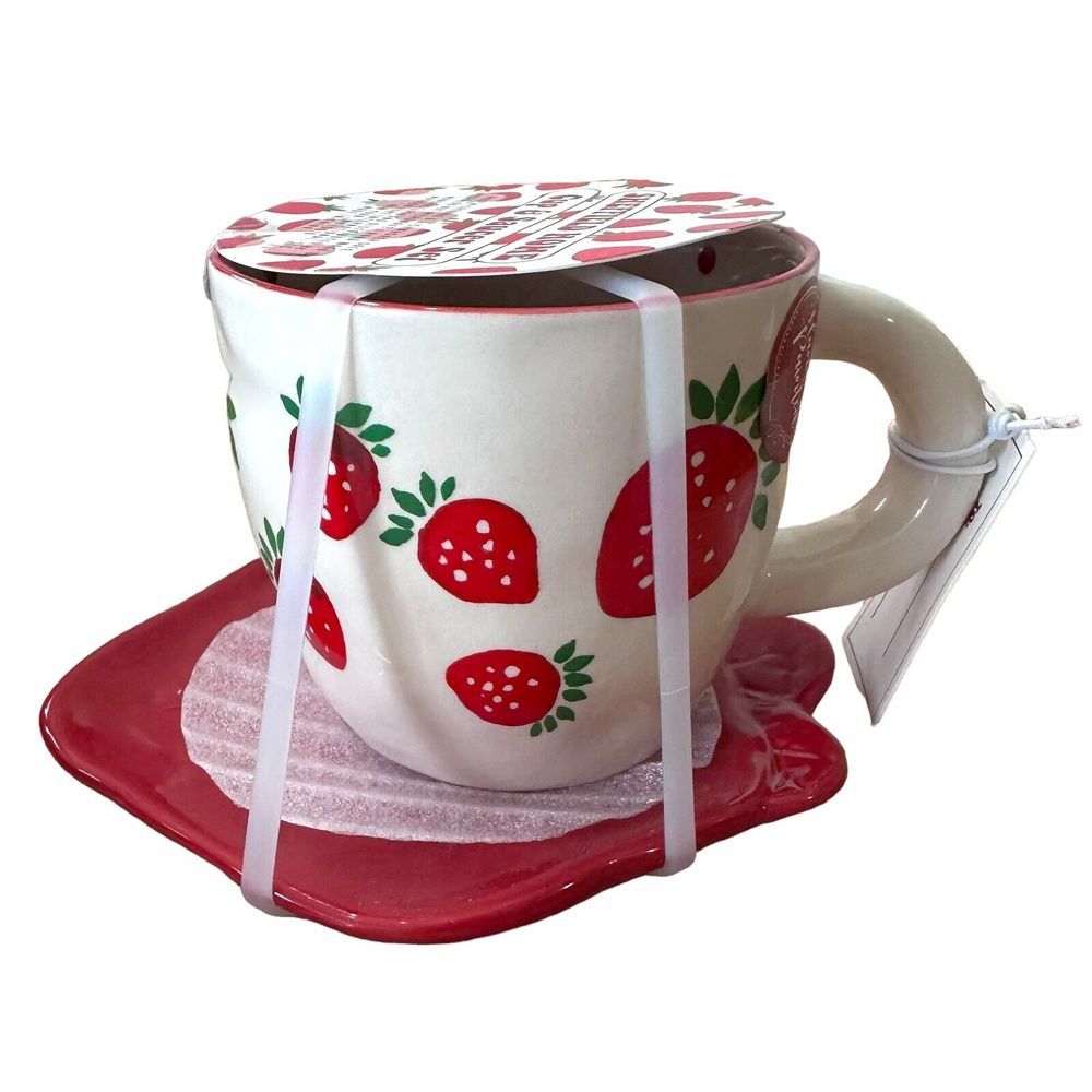 Sheffield Home Strawberry Mug & Saucer Coffee Tea Hot Cocoa Mug